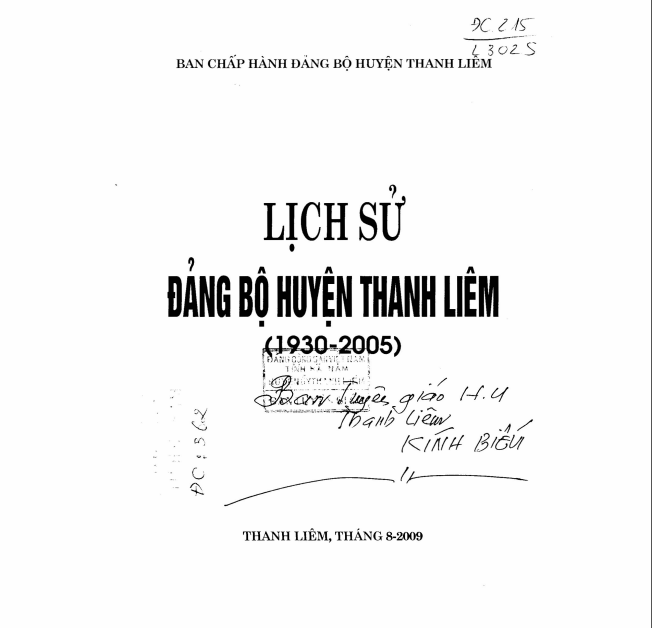 Lịch sử Đảng bộ huyện Thanh Liêm 1930-2005