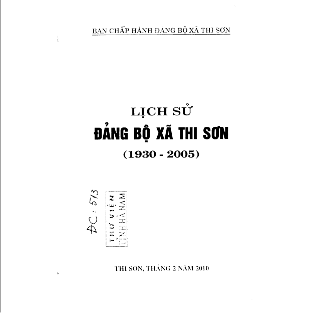 Lịch sử Đảng bộ xã Thi Sơn 1930-2005