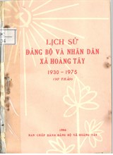 Lịch sử Đảng bộ và nhân dân xã Hoàng Tây 1930-1975