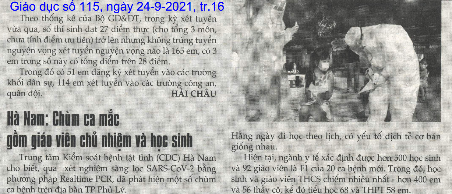 Hà Nam: Chùm ca mắc gồm giáo viên chủ nhiệm và học sinh