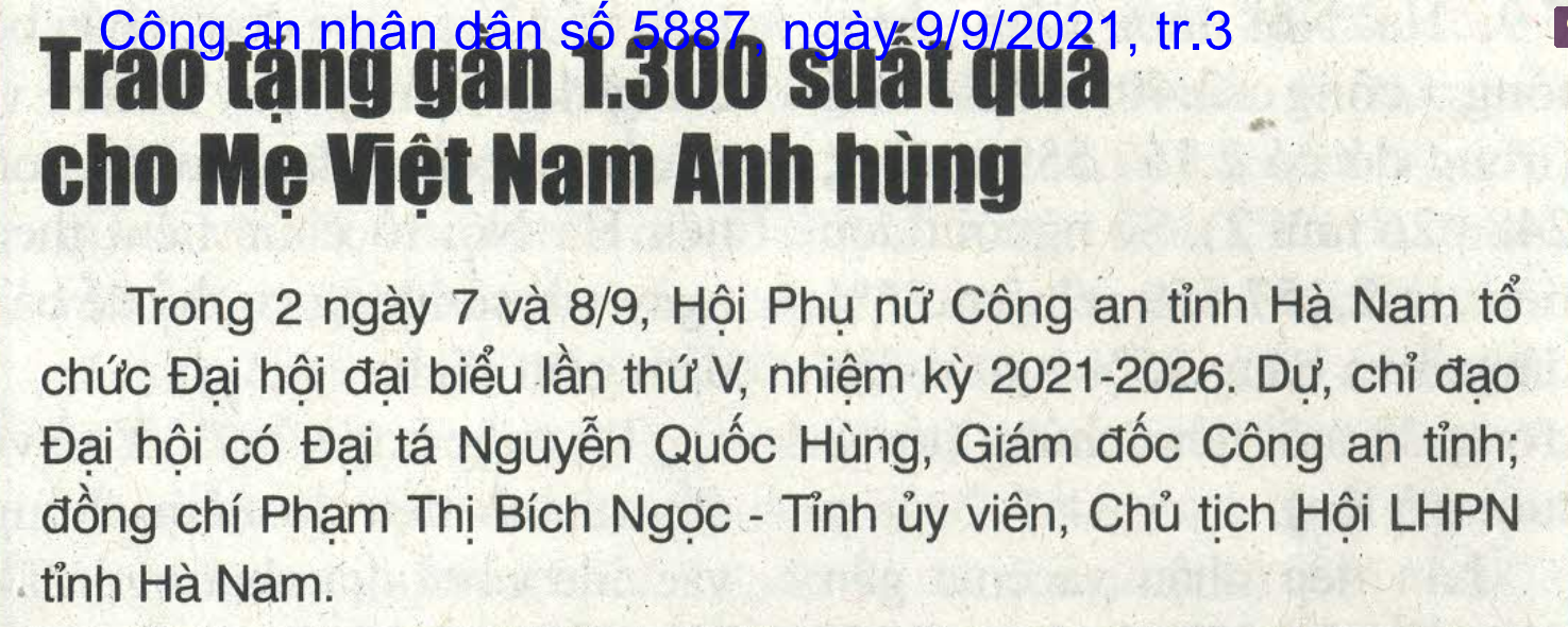 Trao tặng gần 1300 suất quà cho Mẹ Việt Nam anh hùng